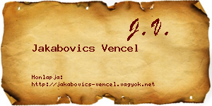 Jakabovics Vencel névjegykártya